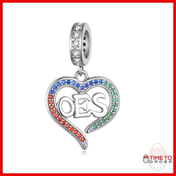 925 Sterling Silver OES Charm 15mm Sorority Jewelry Gift